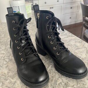 Worn Once Cole Haan Women's Camea Lug Sole Combat Boots Black Leather Size 6